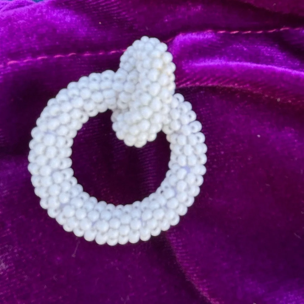 Uncommon James White Hoop Earrings Interlocking Beaded Cool Girl Chic